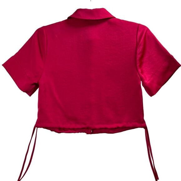 House of Harlow Satin SET Sm Top Lg pants High Elastic Waist Pink Barbiecore NWT - Picture 15 of 16